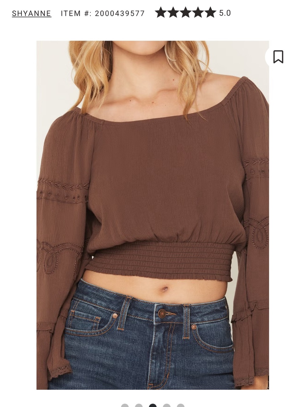 Shyanne Chocolate Brown Off-Shoulder Smocked Crop Top